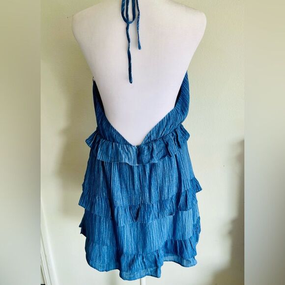 lulus dress Sumer Mini Open Back Raffle Blue Women’s medium - Picture 3 of 5